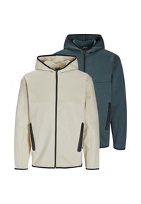 2ER PACK - Felpa con zip - blau   beige