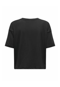 Camiseta corta negra de manga corta. Confeccionada en un tejido suave con un ajuste relajado y cuello redondo. Bordes limpios sin marcas visibles.
