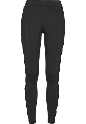 LADIES RIBBON MESH LEGGINGS - Leggings - Trousers - black