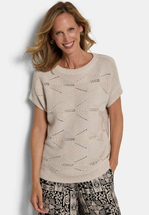 AJOUR-MIT FEINEM GLANZ - T-Shirt print - stone