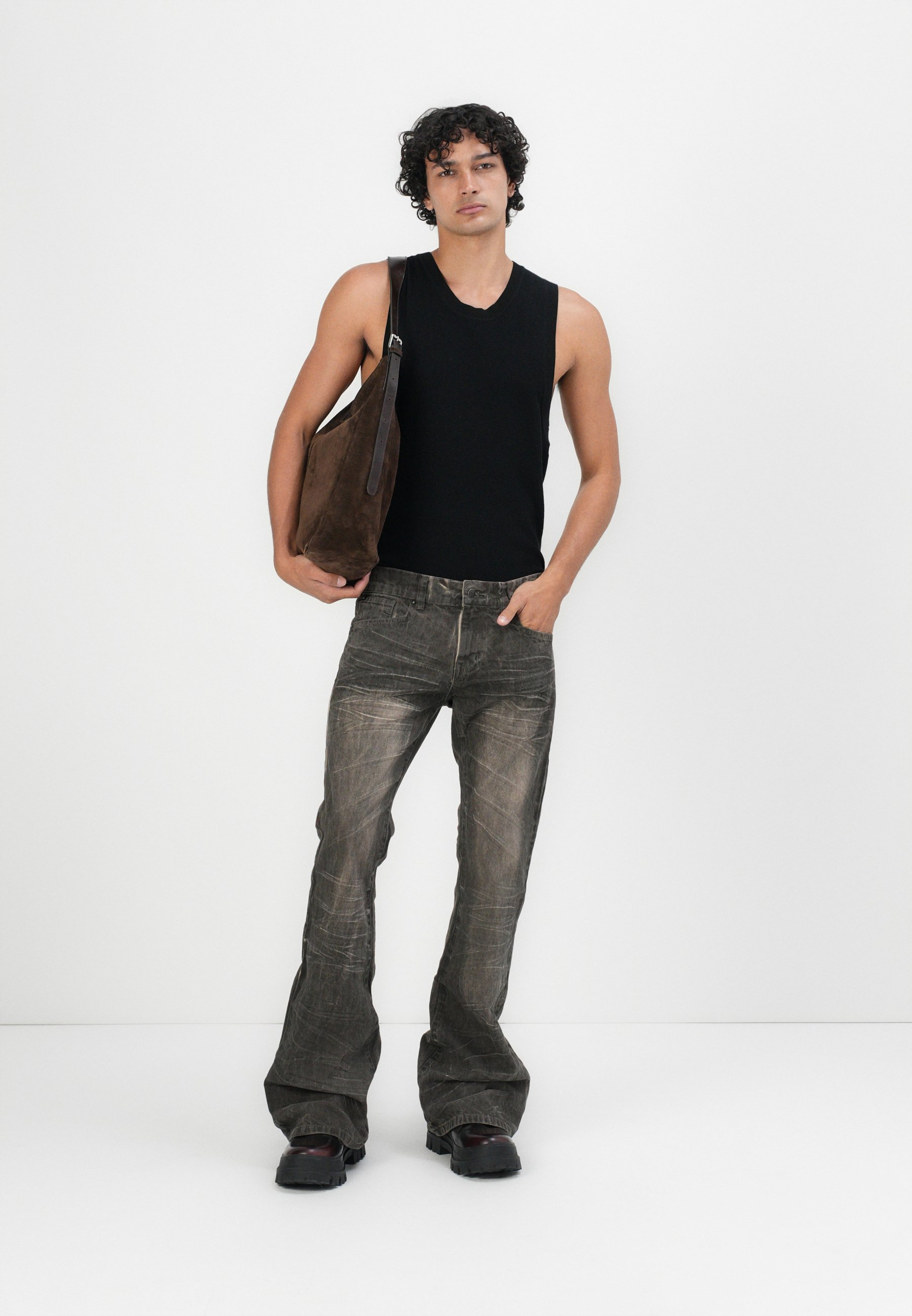 Jaded London CREASED DRIFT - Flared Jeans - brown - Zalando.co.uk