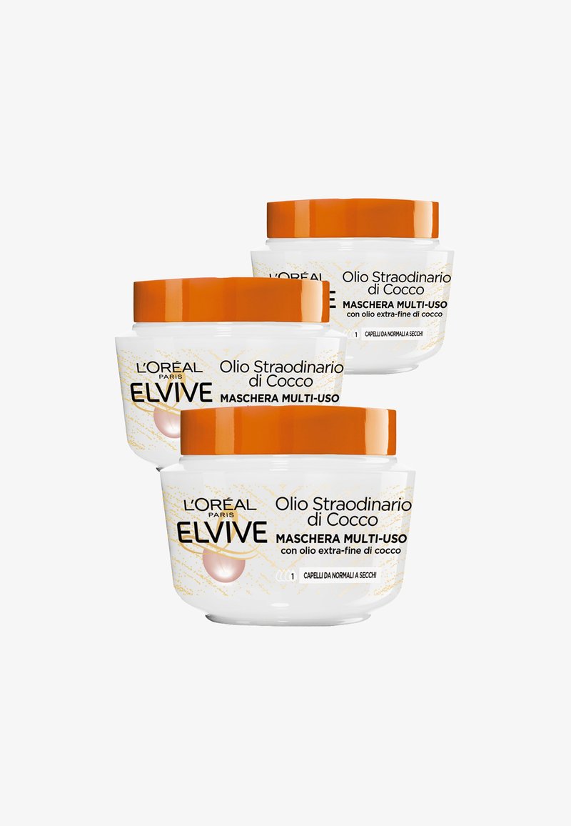 L'Oréal Paris - MASCHERA CAPELLI ELVIVE OLIO STRAORDINARIO COCCO, PER CAPELLI DA NORMALI A SECCHI, 300 ML - 3 PACK - Maschera per capelli, Ingrandire
