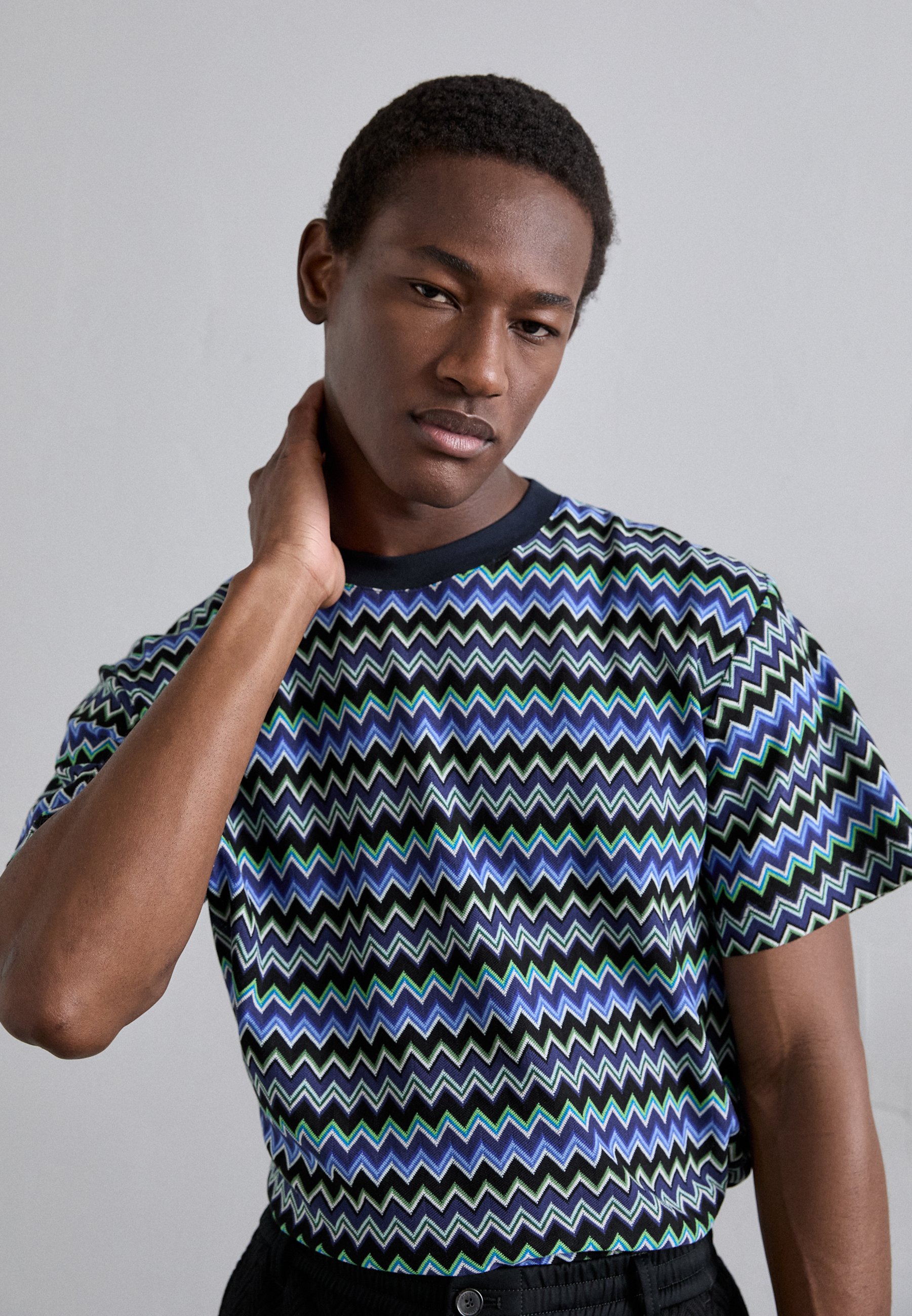 Missoni SHORT SLEEVE - Print T-shirt - black/blue/black