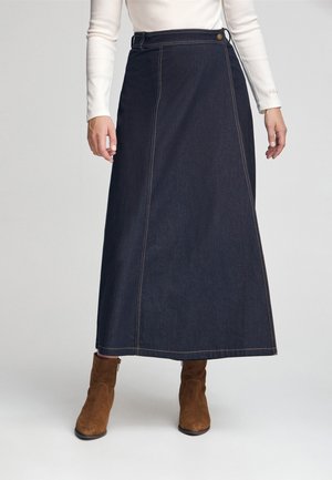 MIDI  - A-snit nederdel - denim blue