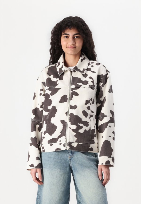 CLEAN ZIP FRONT JACKET COW PRINT - Denim jacket