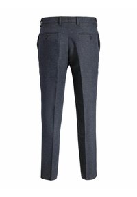 Uske se slim fit tamno sivi hlače s teksturiranom tkaninom. Imaju dva stražnja džepa i standardni pojas s petljama za pojas.