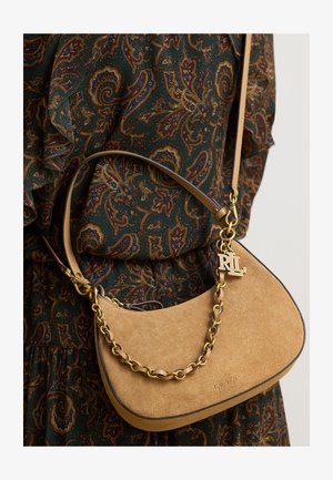 Lauren Ralph Lauren, SUEDE MEDIUM MARCY ZIP SHOULDER BAG - Schoudertas - camel