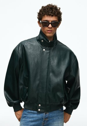 Bershka, Faux Leather - Bomber jacket - green