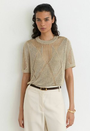 Reiss, Print T-shirt - gold-coloured
