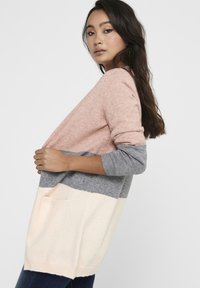 ONLY ONLQUEEN LONG CARDIGAN - Kardigan - misty rose/mottled grey melange/cloud pink melange