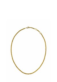 Halskette in Goldtone mit einem gedrehten Drahtdesign, glatter Textur und sicherem Verschluss. Kreisform mit einem zarten, leichten Erscheinungsbild.