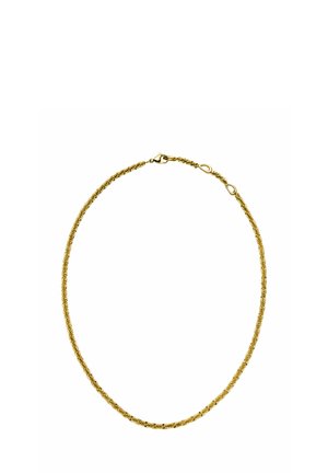 Halskette in Goldtone mit einem gedrehten Drahtdesign, glatter Textur und sicherem Verschluss. Kreisform mit einem zarten, leichten Erscheinungsbild.