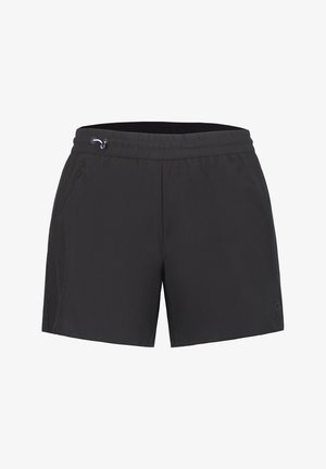 Svarta sportshorts gjorda av lättviktsmaterial. Har en elastisk midja med dragsko och sidofickor. Logotyp på fållen.