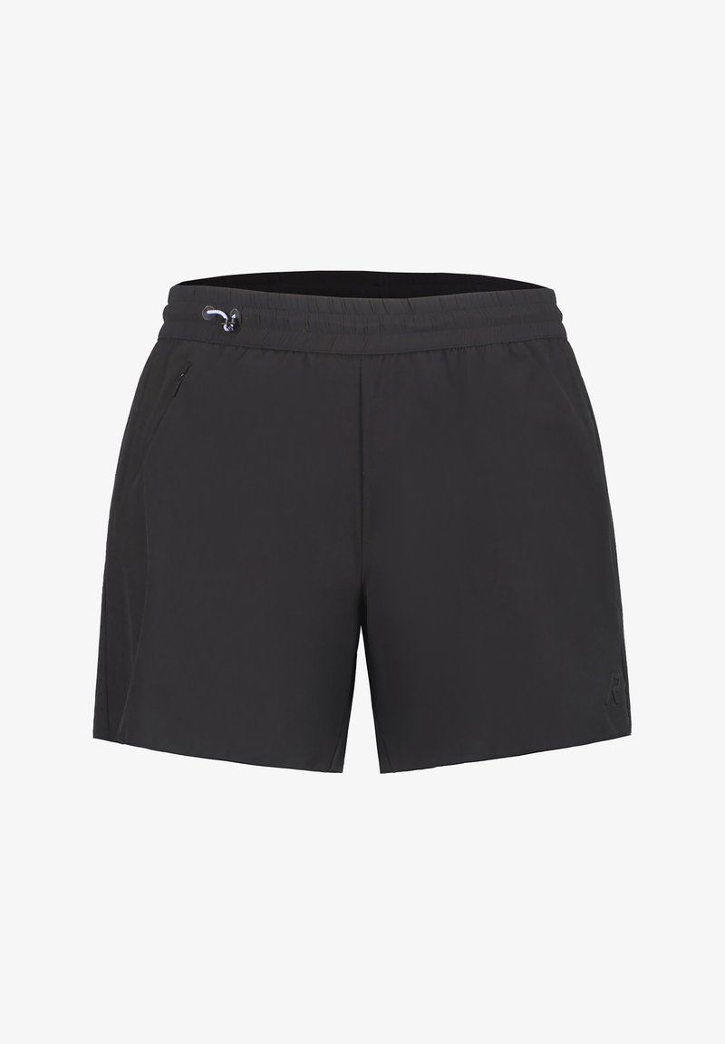 Pantalones cortos deportivos negros hechos de una tela ligera. Cuenta con una cinturilla elástica con cordón y bolsillos laterales. Logo en el dobladillo.