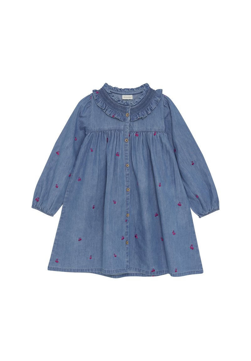 Minymo DRESHORT LONG SLEEVES WITH EMB - Jeanskleid - ombre blue