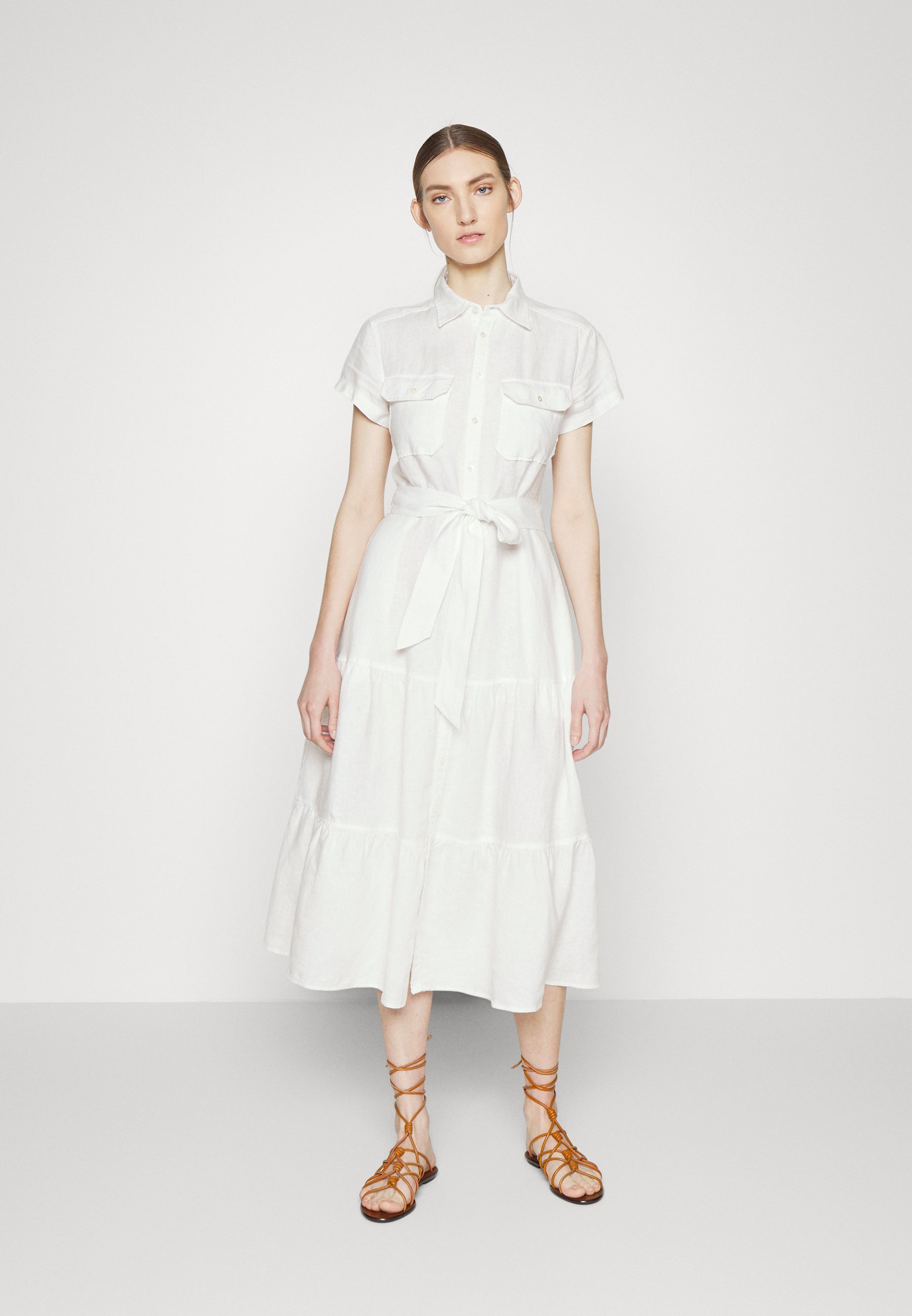 short sleeve shirt dress white