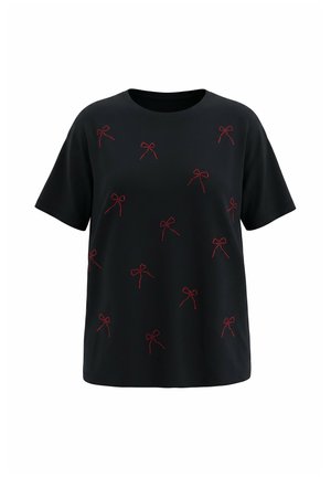 Studio Untold, T-SHIRT, OVERSIZED, GLITZER-SCHLEFEN - Camiseta estampada - black