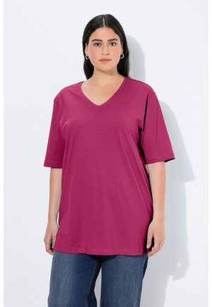 RAXED FIT V-NECK TEE 515283 - T-Shirt basic - classic dark berry