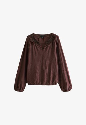 Next, REGULAR FIT - LONG SLEEVE NOTCH NECK TOP - Bluse - wine