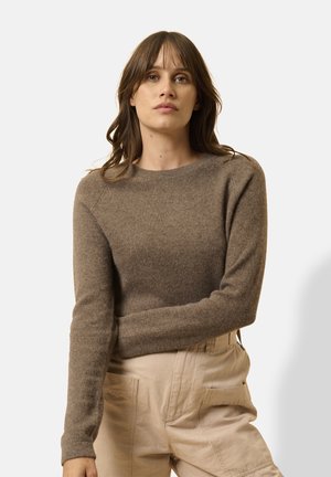 Stickad tröja - taupe chiné