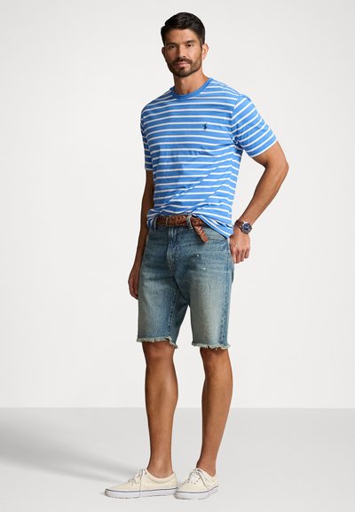 Polo Ralph Lauren Big & Tall STRIPED JERSEY CREWNECK T-SHIRT - Marškinėliai su spaudiniu - new england blue/white