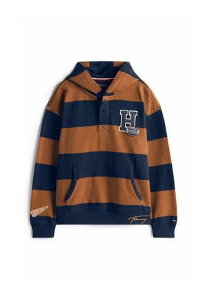 VARSITY STRIPE CONCEALED PLACKET HOODY - Hættetrøje - pecan nut stripe