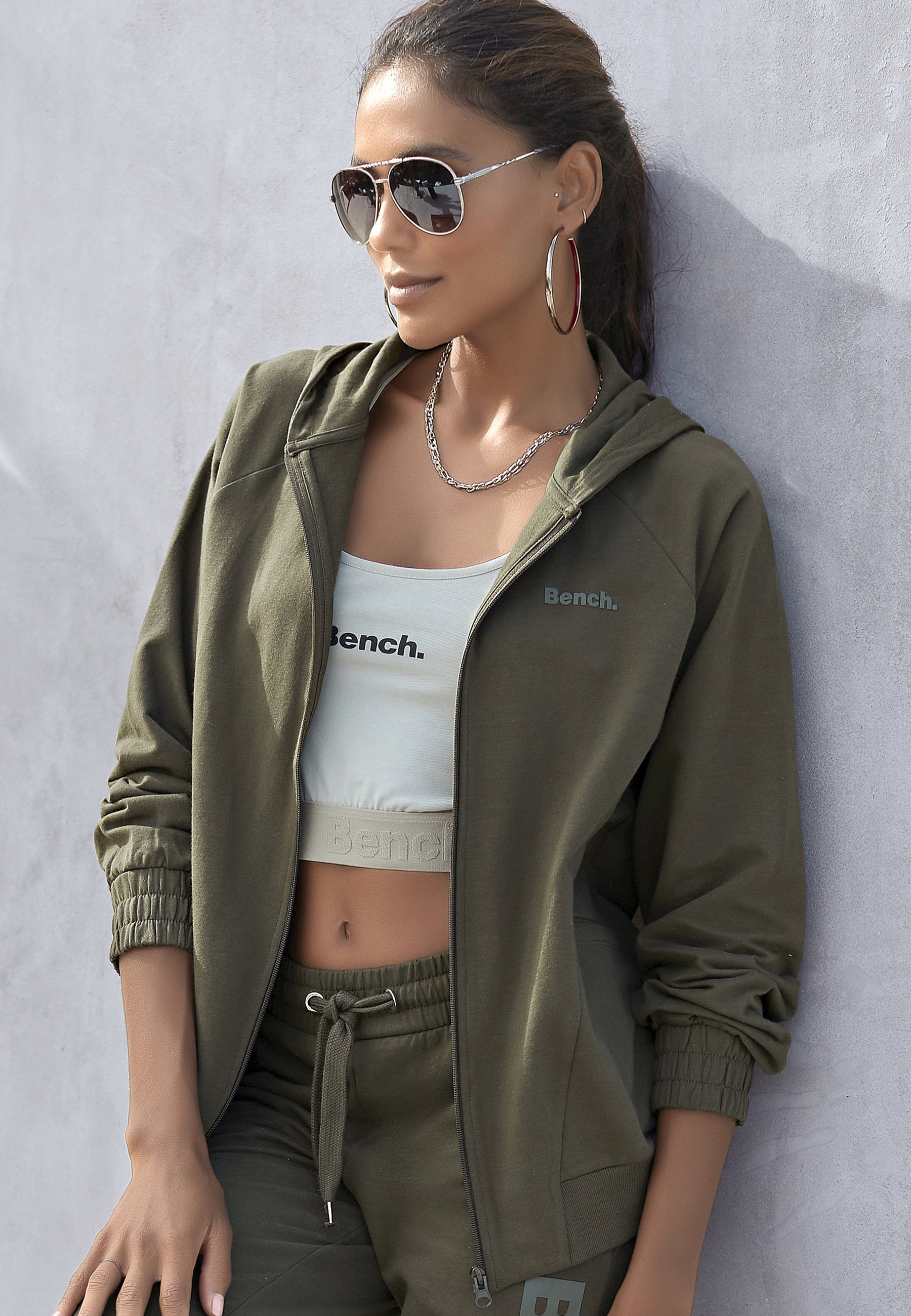 Bench Zip-up sweatshirt - dunkelgrün/dark green - Zalando.de