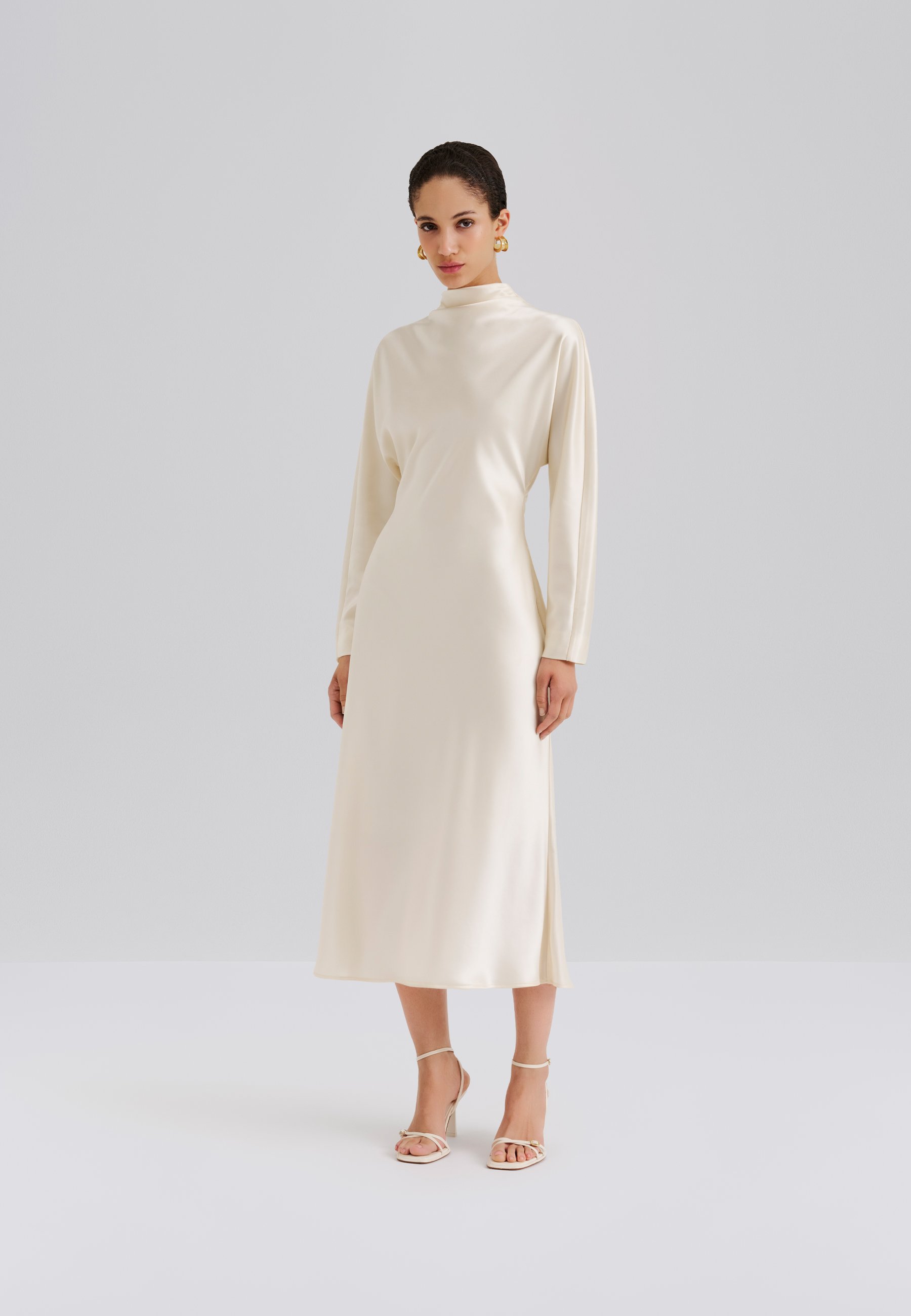 princess polly baby blue dress Malina ZORA LONG SLEEVE MIDI - Cocktail dress / Party dress -  vanilla/off-white