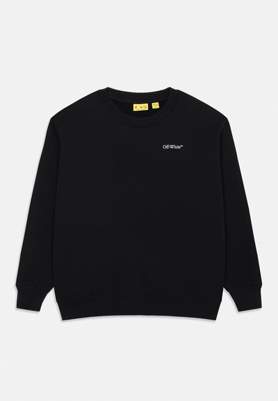 Μαύρο φούτερ με στρογγυλή λαιμόκοψη, μακριά μανίκια, ριμπ μανσέτες και τελείωμα, και μικρό λευκό λογότυπο «Off-White™» στο αριστερό στήθος.