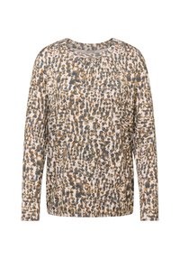 Langärmliges Oberteil aus leichtem Stoff mit einem mehrfarbigen Leopardenmuster in Braun-, Grau- und Cremetönen. Mit Rundhalsausschnitt und lässiger Passform.
