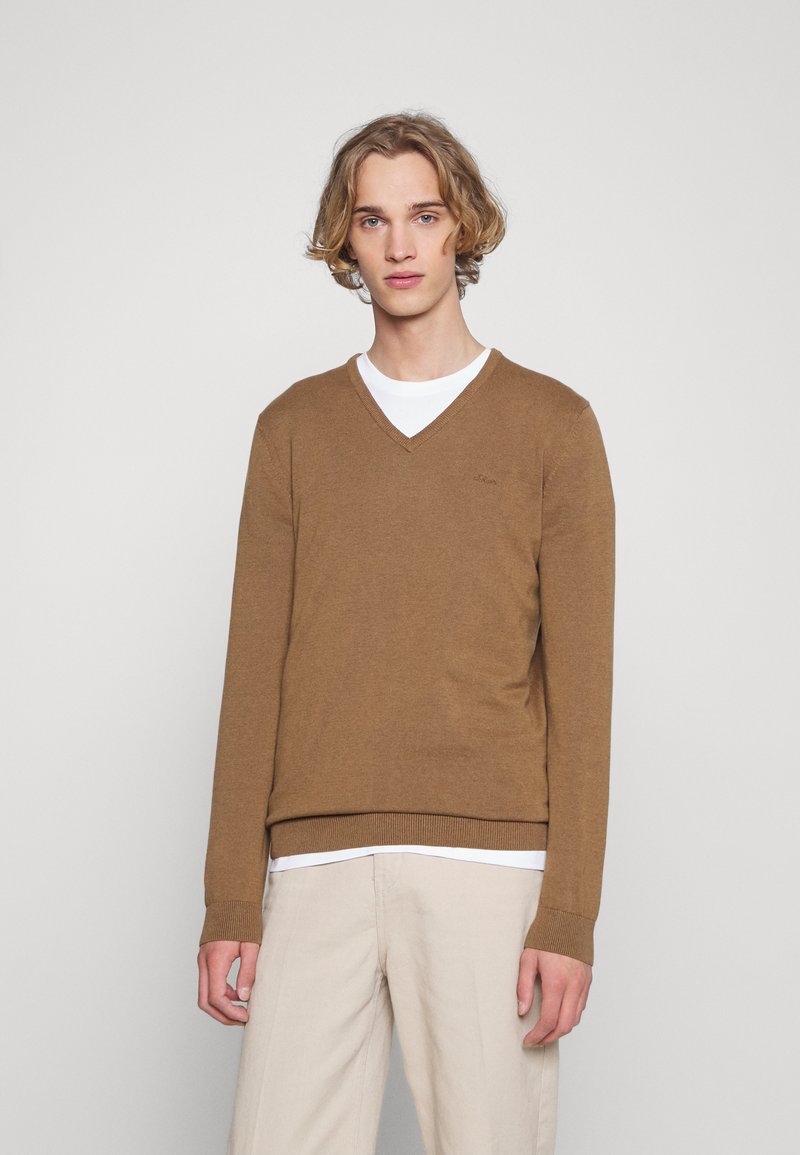Herren Strickjacken | s.Oliver Strickpullover brown melange/braun - VM45116 Herren Strickjacken | s.Oliver Strickpullover brown melange/braun - VM45116