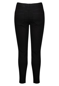 Leggings noirs avec une taille élastique et deux poches à l'arrière. Le tissu est lisse avec une texture extensible et un design ajusté.