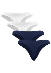 Fabio Farini 4ER PACK HERREN STRING TANGA ENG ANLIEGEND STRETCH - Slip - weiß/blau