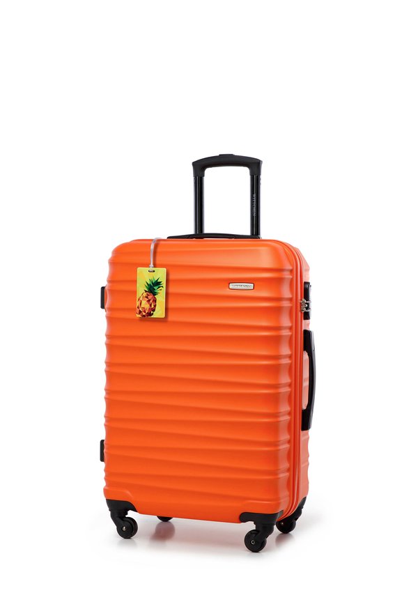 MEDIUM SUITCASE WITH LUGGAGE TAG FROM ABS - Trolley - orange