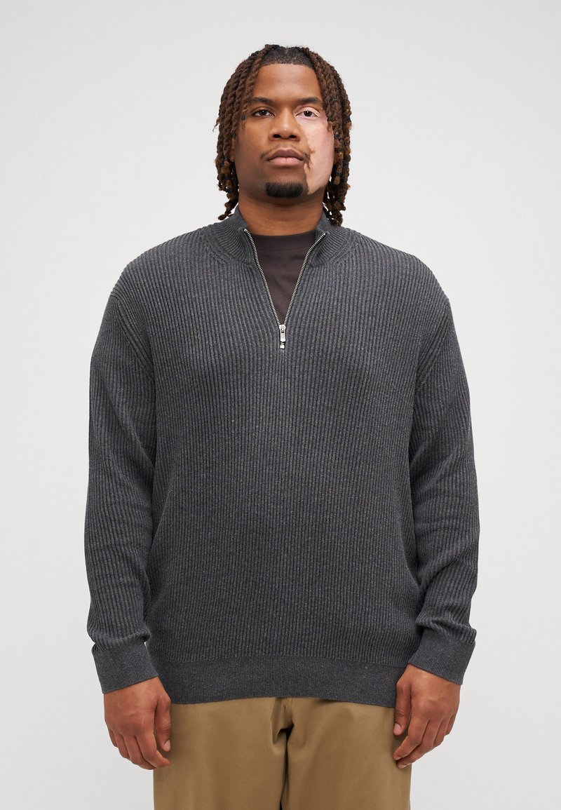 Jack & Jones JPRBLALIAM HALF ZIP  - Strickpullover - dark grey melange