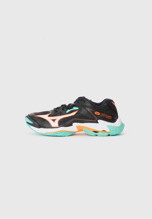 WAVE LIGHTNING Z8 UNISEX - Volleyball shoes - black/tangelo/ice green