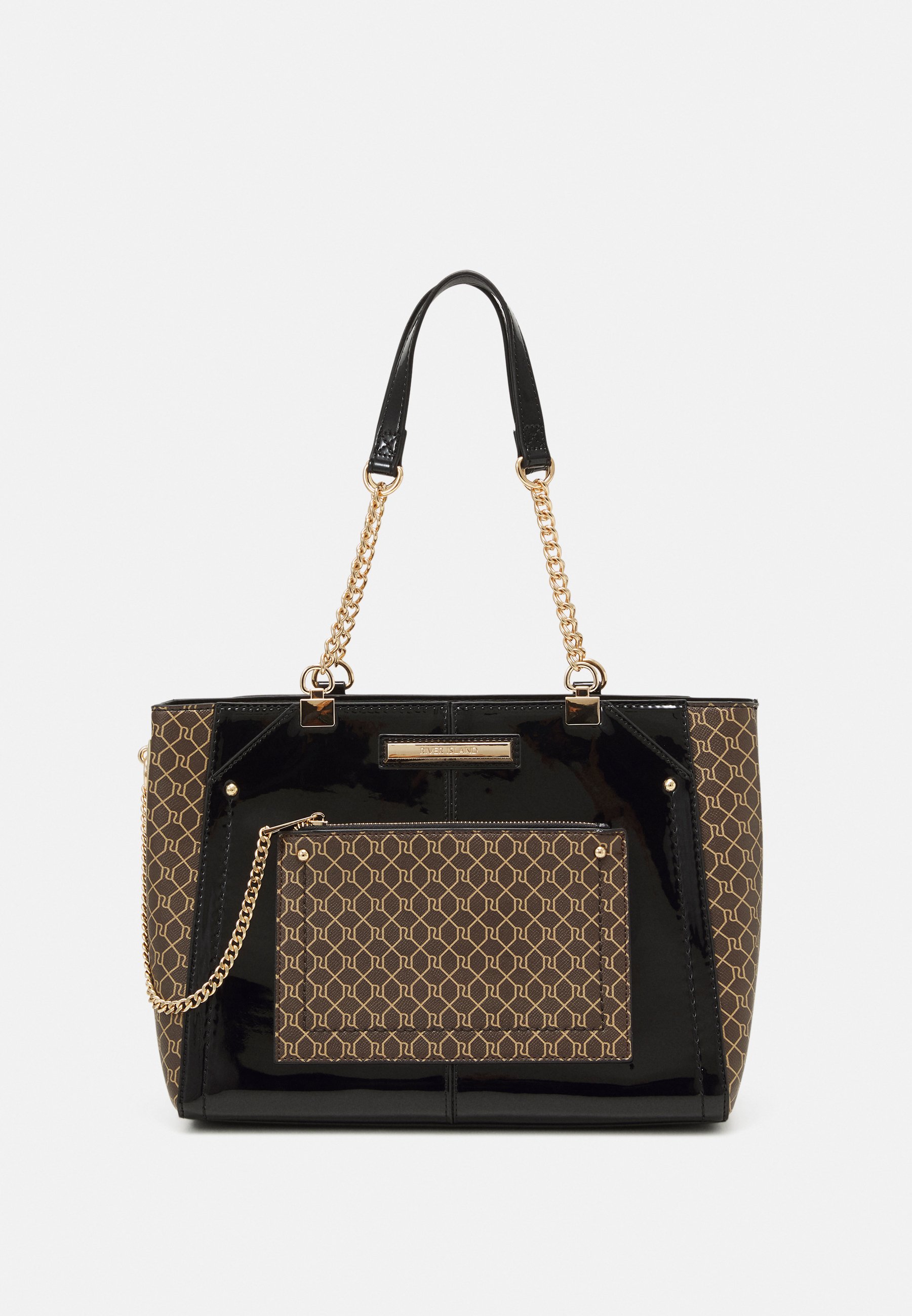 River island black and gold bag Clearance