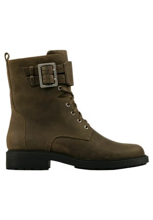 Schnürstiefelette - dark olive lea