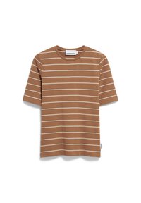 JAANISARA FINE STRIPE - Print T-shirt - pale umber oatmilk