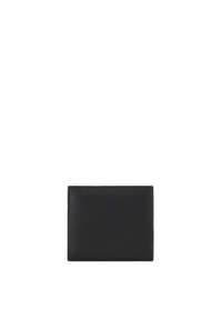 Portafoglio in pelle nera con finitura texturizzata, forma rettangolare e design minimalista. Senza hardware o accenti visibili.