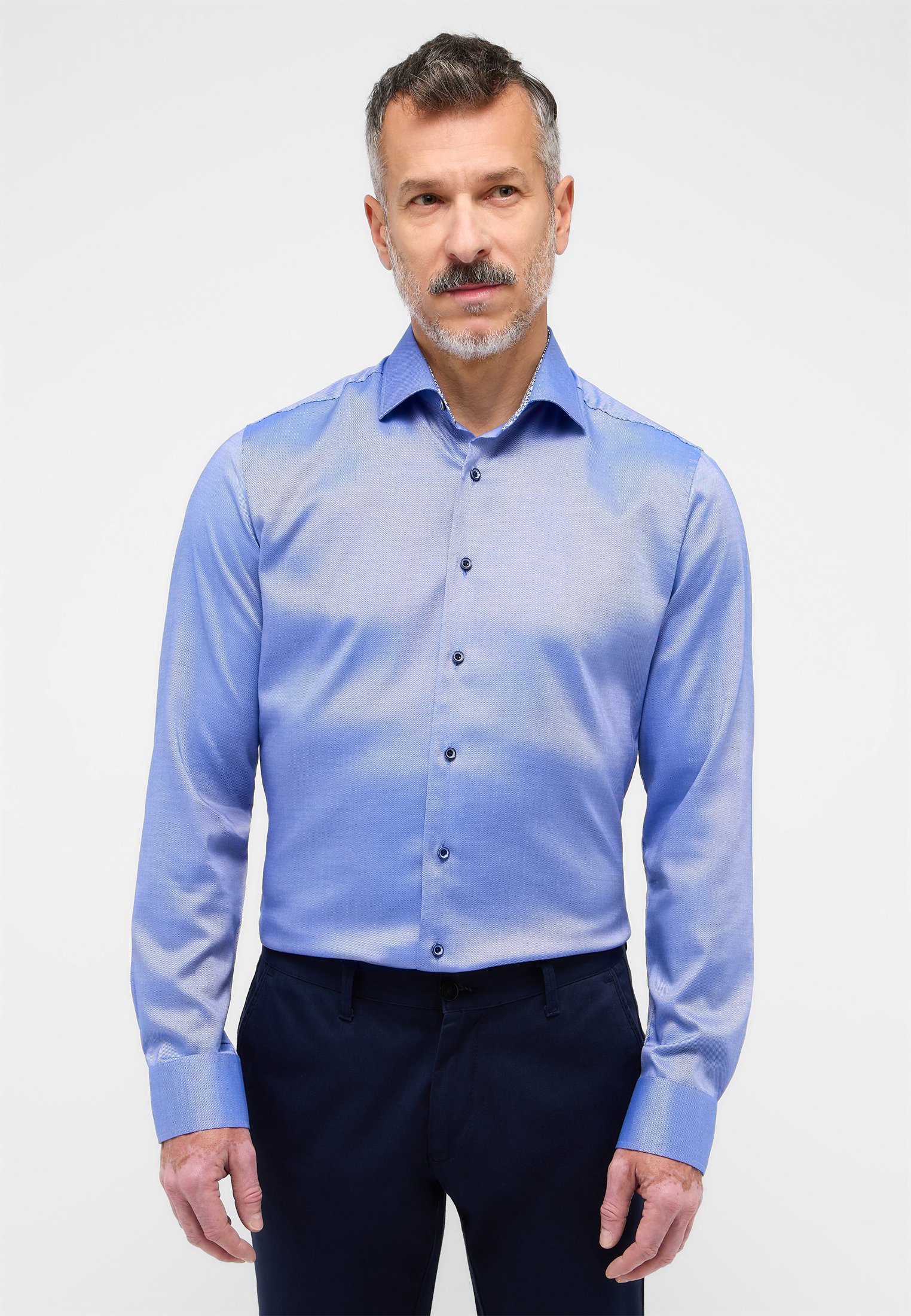 ETERNA Camicia Uomo Slim Fit 1/1 – Azzurro Chiaro, Taglia 44 – Lavabile In Lavatrice – Lusso E Comfort