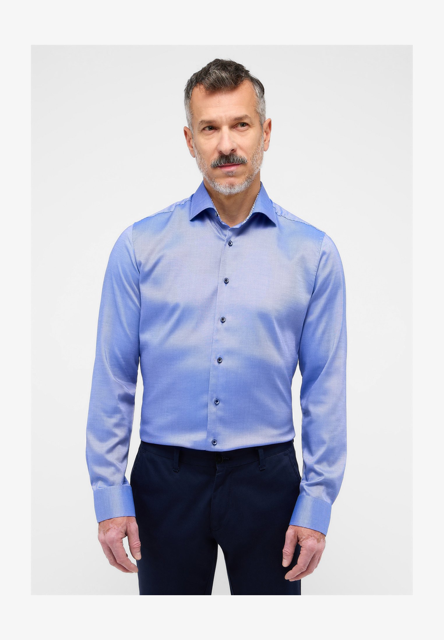 ETERNA Camicia Uomo Slim Fit 1/1 – Azzurro Chiaro, Taglia 44 – Lavabile In Lavatrice – Lusso E Comfort