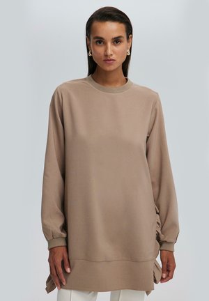 RUFFLED CREPE - Sweatshirt - mink