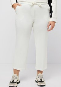 Ulla Popken 7/8 BÜGELFALTEN, ELASTIKBUND, BINDE - Broek - white