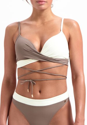 TWIST MET WAIST STRAP - Bikini top - beige