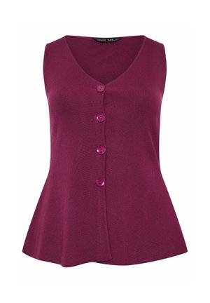Yours Clothing, PLUS SIZE KNITTED VESTS - Smanicato - burgundy