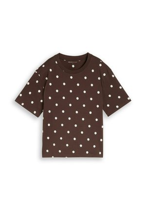 TOM TAILOR DENIM, TOM TAILOR DENIM T-SHIRT BOXY FIT T-SHIRT MIT PUNKTEN - T-shirt print - dark brown white dot
