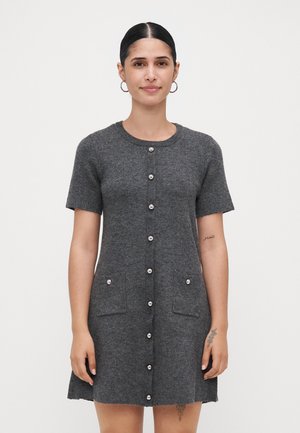 VMJOHANNA O NECK DRESS - Strikket kjole - medium grey melange