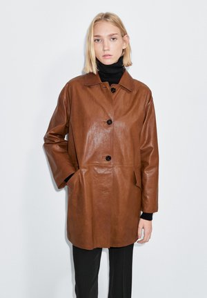 LONG - Leren jas - brown