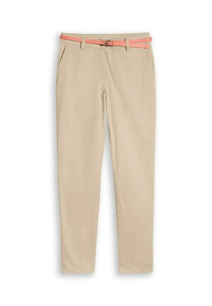 TOM TAILOR, TOM TAILOR HOSEN & CHINO CHINO MIT GÜRTEL - Chinos - gravel beige